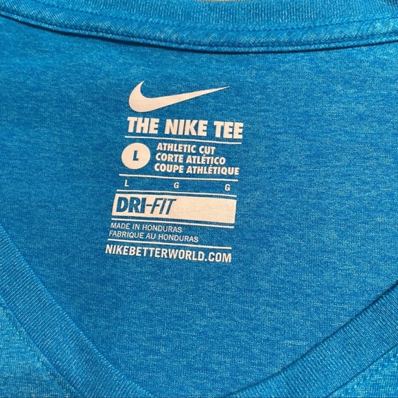 NIKE DRI-FIT light blue Training T-Shirt size L - Picture 3 of 4